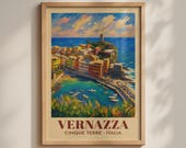 Vernazza Cinque Terre Italy Travel Poster, Italian Coastal Wall Art Print