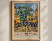 Aix-en-Provence Poster, Van Gogh Style France Wall Art, Provence Travel Print