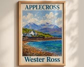 Applecross Wester Ross Scotland Vintage Travel Poster, Scottish Highland Coastal Wall Art Print