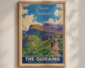 Quiraing Isle of Skye Print, Bonnie Scotland Vintage Travel Poster, Scottish Highlands Wall Art