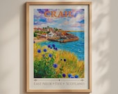 Crail Harbour Poster, East Neuk Fife Scotland Wall Art, Coastal Scottish Print