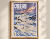 Cairngorm Scotland Ski Poster, Vintage Travel Wall Art, Scottish Mountain Print