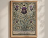 Scottish Thistle Botanical Poster, Onopordum Acanthium Art Print, Floral Wall Art