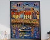 Pittenweem Harbour Poster, East Neuk Fife Scotland, Scottish Coastal Wall Art Print