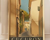 Cucuron, Provence – Charming Stone Alleyway Travel Poster, Luberon France