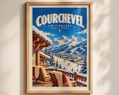 Courchevel Ski Resort Poster, Les 3 Vallees France Travel Print, Alpine Wall Art