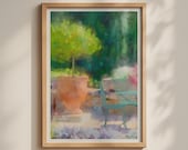 Lourmarin Garden Poster, Provence France Wall Art, Watercolour Style French Print