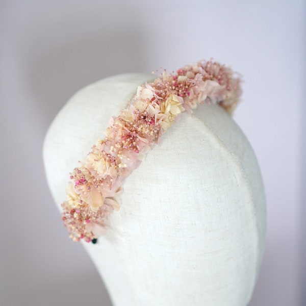 Trockenblumenhaarkranz | Haarreif Trockenblumen | Kopfschmuck Mädchen | Kopfkranz | Blumen Haarschmuck Hochzeit | Blumenkrone | rosa pastell