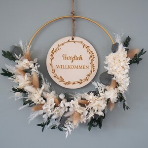 Dried flower wreath | Dried flower ring | Door wreath welcome | neutral colors | Dried flowers white green | Wall decoration | Eucalyptus wreath | boho