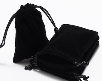 100pcs 2 X 2.8 pulgadas de tela de terciopelo negro Joyas Bolsas de cordón de terciopelo Bolsa de regalo de caramelos de Navidad Bolsa de regalo para regalos de favores de boda,