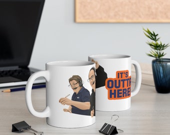 Gary Cohen Keith Hernandez &quot;It&#39;s Outta Here!&quot; Mets coffee mug - 11 oz. Ceramic