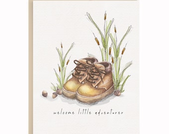 Little Adventurer Greeting Card | New Baby | Baby Shower | Congratulations | Nature baby theme card | Adventure | Camping | Adventure Card