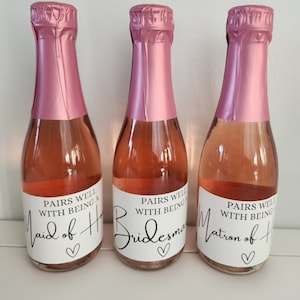 Bridesmaid Proposal Mini Champagne Label - Maid of Honor Mini Champagne Label - Mini Wine Bottle Label - Custom Champagne Label - Goes Well