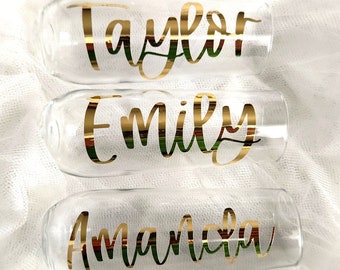 Personalized Champagne Flutes - Bridesmaid Champagne Glasses - Stemless champagne flutes bridesmaid brunch Bridesmaid proposal Bridal Party