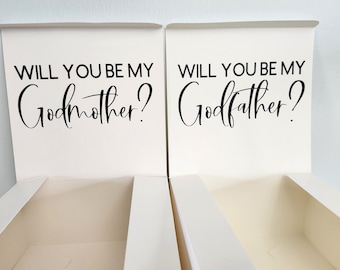 Godmother Godfather Gift Box - Proposal Gift Box - Godparent Proposal Box - Will You Be My Godparents -  Personalized Empty Gift Box Ask Box