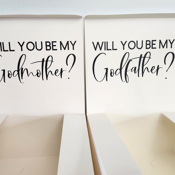 Godmother Godfather Gift Box - Proposal Gift Box - Godparent Proposal Box - Will You Be My Godparents -  Personalized Empty Gift Box Ask Box