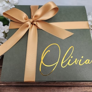 Sage Green Bridesmaid Proposal Box with Ribbon - Personalized Bridesmaid Boxes - Size 8x8x3.5 - Custom Bridesmaid Box - Unfilled Gift Box