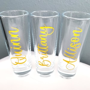 Personalized Shot Glass - Custom Shot Glasses - Bachelorette Shot Glasses - Girls Trip Shot Glasses - Birthday Party - Bridal Party Wedding
