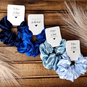 Bridesmaid Scrunchie - Dusty Blue - To Have and To Hold Your Hair Back - Help Me Tie The Knot - Bridesmaid Proposal Box Gifts - Scrunchies