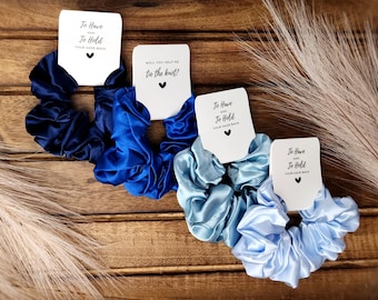 Bridesmaid Scrunchie - Dusty Blue - To Have and To Hold Your Hair Back - Help Me Tie The Knot - Bridesmaid Proposal Box Gifts - Scrunchies