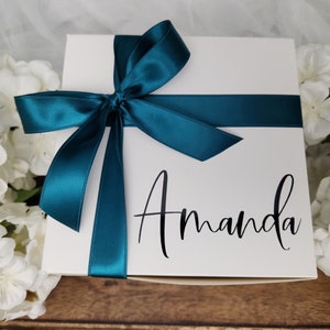 Bridesmaid Gift Box Bridesmaid Proposal Box 8x8x4 Ribbon Personalized Bridesmaid Box Wedding Gift EMPTY Unfilled Gift Box 1 image 2