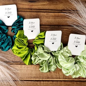 Satin Silk Bridesmaid Scrunchies - Sage Green Wedding Favor