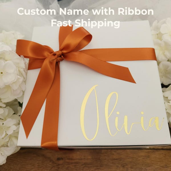 Bridesmaid Proposal Box • Personalized Bridesmaid Gift Box • Custom Name Wedding Gift • 8x8x4 Ribbon • Bridal Party & Maid of Honor Proposal