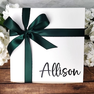 Personalized Bridesmaid Gift Box - Bridesmaid Proposal Box - 8x8x4 - Ribbon - Bridesmaid Box Wedding Gift - EMPTY Unfilled Gift Box (#6)