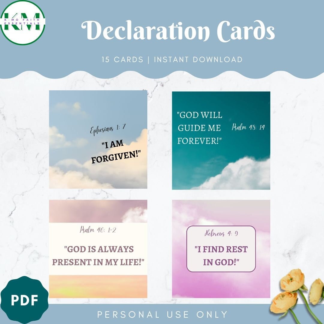 Scripture Declaration Cards Digital Declaration Cards - Etsy