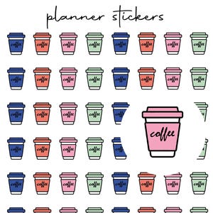 Feuille d'autocollant- coffee Icon Stickers for Planner / Fitness Planner Stickers / Habit Tracker Stickers / Workout Stickers