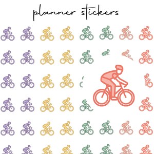 Feuille d'autocollant Vélo - bike Icon Stickers for Planner /Fitness Planner Stickers / Habit Tracker Stickers / Workout Stickers