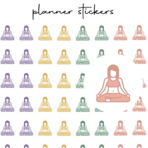 Feuille d'autocollant- yoga Icon Stickers for Planner / Fitness Planner Stickers / Habit Tracker Stickers / Workout Stickers
