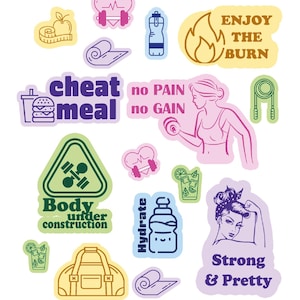 Feuille d'autocollants sport | agenda, habitudes saines/workout Theme Sticker Sheet / motivation Sticker Pack for Journal and Planners