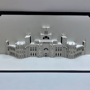 DIY PDF Palast der Kommunikation Madrid Pop Up Kartenvorlage, Architektonische Kirigami, 3D Origamic Architektur,