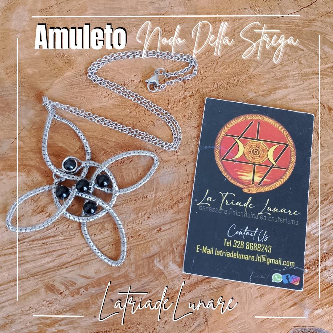 JERWLI Collana con nodo di strega, in argento Sterling 925, magica celtica strega con nodo di protezione per nodo di strega, idea regalo per donne e ragazze