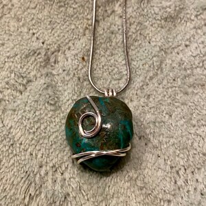 Chrysocolla in sterling silver pendant necklace