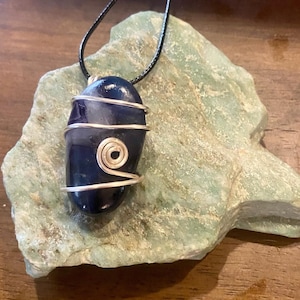 Banded Indigo Fluorite Silver Necklace