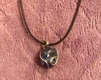 Collar colgante de plata de ley sodalita