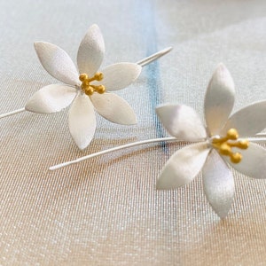 Handmade Sterling Silver and Gold Plated Floral Earrings