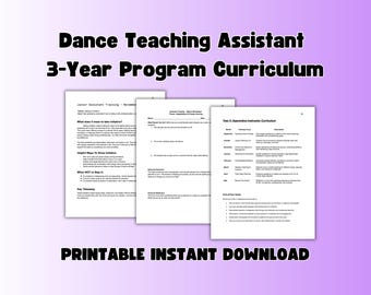 Dance Teacher Assistant Curriculum