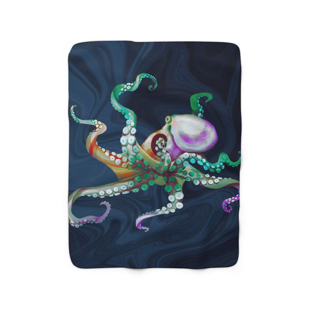Octopus Blanket, Throw Blanket, Sherpa Blanket, Couch Blanket, Custom