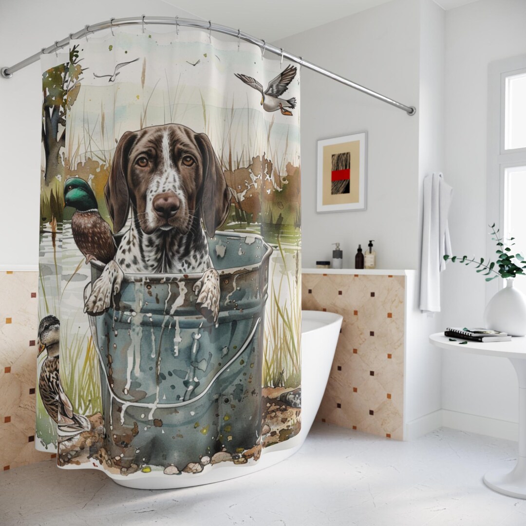 Mallard Duck, Mallard Duck Shower Curtain, German Shorthaired Pointer