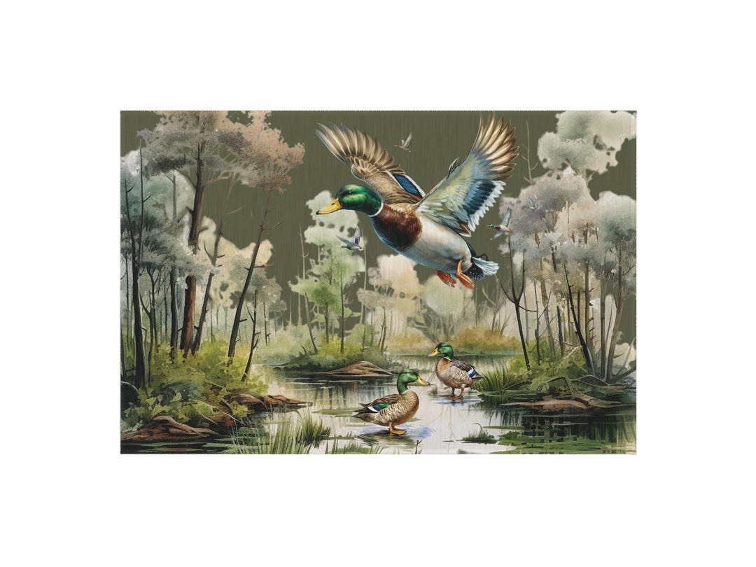 Watercolor Mallard Duck Rug, Duck Rug, Duck Hunting, Welcome Doormat ...