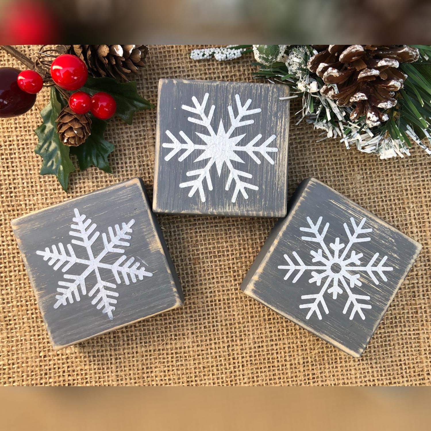 Set of 2 Unfinished Wood Snowflakes for Tiered Tray DIY Free Standing 4  Wooden Snowflakes Christmas DIY Unpainted Wood Shapes Cutouts 