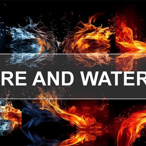 Fire and Water Overlays (34 Transparent PNGs) - Digital Download for Photoshop & Creative Projects