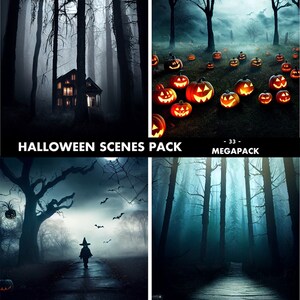 Scary Halloween Scenes - 33 mega pack - Digital Images, DIGITAL DOWNLOAD