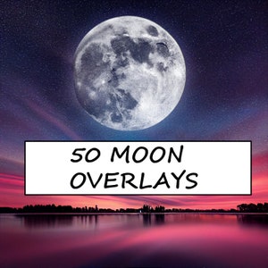 50 High Resolution Moon Photoshop Overlays, DIGITAL DOWNLOAD