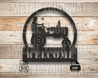 Welcome Tractor Sign Svg/Dxf Files for CNC Plasma - Metal Your Way Digital Download - Laser CNC Plasma Waterjet - Sign Dxf