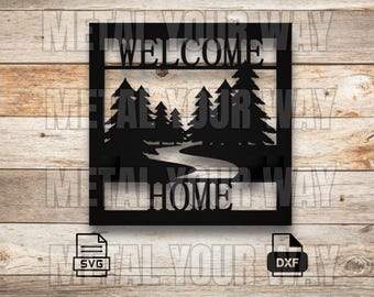 Welcome Home Winding Road/Stream Sign Svg/Dxf Files for CNC Plasma - Metal Your Way Digital Download - Laser CNC Plasma Waterjet - Sign Dxf