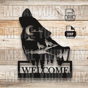 Wolfe Welcome Sign Svg/Dxf Files for CNC Plasma - Metal Your Way Digital Download - Laser CNC Plasma Waterjet - Sign Dxf